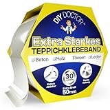 DIY Doctor XL Doppelseitiges Klebeband Extrastark, Robustes Teppichklebeband – Stark für Teppichboden & Harte Oberflächen, 30 m x 50 mm