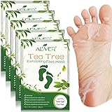 5 Paar Fußmaske,Peeling-Abzieh-Schwielen abgestorbener Haut, Fußmaske hornhaut Kallus-Entferner, hornhaut entfernen fuß Maske, Baby Soft Smooth Touch Feet-Männer, Frauen, Peeling-Fußmaske (Tee Baum)