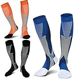 3 Paar Kompressions-Thrombose-Stütz-Strümpfe Damen und Herren Compression Socks für Sport Flug Laufen Reisen Verbesserung der Durchblutung