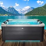 BRAST Whirlpool MSpa Oslo Aero Plus XXL mit Fester Außenwand | LED-Beleuchtung 20 einstellbare Farben für 6 Personen | 180x180x65cm | 140 Massagedüsen | Ganzjähriger Einsatz Winterfest | In & Outdoor