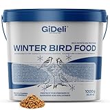 GiDeli Vogelfutter Winter 1kg im Eimer - Streufutter für Wildvögel ganzjährig - Meisenfutter für Garten & Balkon mit Leinsamen reich an Omega-3, Calcium – ohne Zusatzstoffe