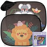 Auto Sonnenschutz Kinder mit UV Schutz: 2X Sonnenblende für Kinder – Süße Tiermotive und Saugnäpfe – 44x36cm Sonnenschutz Auto Kinder und Baby – Autoscheiben Sonnenschutz – Inovida