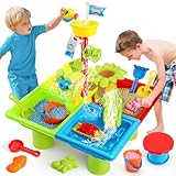 Mini Tudou Wassertisch Kinder Outdoor,4 In 1 Wasserspieltisch mit 33PCS Wassertisch Zubehör, Aktivität Sand Wassertisch Sommer Outdoor-Spielzeug für Kinder Jungen Mädchen 3 4 5 6 7 8 Jahre Alt