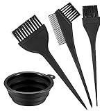 VARHHUXHA 4 Stk Haarfärbepinsel Set, Farbpinsel Haare, Pinsel zum Haare Färben, Haarfarbe Bürste, Haarfärbekamm für DIY Haarfärbemittel Salon Friseur Werkzeug Farb Pinsel Breit, 1x Haarfärbeschale