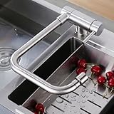 Küchenspüle-Wasserhähne, klappbar für Innenfenster, Edelstahl, Einhebelmischer, Einzelloch, 2 Modi, schwenkbar, Küchenspüle, Mischbatterie, gebürstet