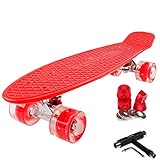 FunTomia Kinder Skateboard Cruiserboard Miniboard 57cm mit oder ohne LED Leuchtrollen Alu Truck Mach1 Kugellager Cruiser Mini board