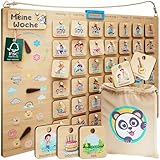 PANDABANDE® Premium Wochenplaner Kinder [Gefühle, Wetter, Monate] - 100% FSC®-zertifiziertes Holzspielzeug - Idealer Wochenplan Kind, Tagesplan, Routine Planer, Kinderkalender