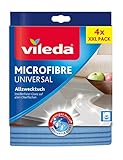 Vileda Allzwecktuch Universal, zu 100% aus Mikrofasern, streifenfreier Glanz, für empfindliche Oberflächen, 38 x 36 cm, 4er Pack