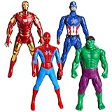 Superhelden Figure 18 cm, 4 Stück Superhelden Figuren, Spider, Hulk, Iron Man und Captain America Anime Statue Model Actionfigur, Superhelden Spielzeug Superhelden Doll Collectibles