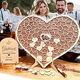 Neamon Hochzeit Gästebuch aus Holz Herzform Alternative Gästebuch Geburtstag Taufe Graduierung Dekoration Holz Puzzle mit 83 Holzherzen 1 Zeichen Stift Set (Rötlichbraun)