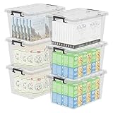 Cetomo C5032 Stapelbare Aufbewahrungsbox mit Klickverschluss Kunststoffbehälter Transparent 15 L 6er Set