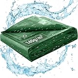GAWENTINY Abdeckplane 140g/m² 2x3m, Gewebeplane mit verstärkten Ecken, Gartenmöbel Abdeckung wasserdicht, Abdeckplane Pool, Plane mit Ösen, UV beständige Plane (140g/m², 2x3m)