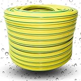 Gartenschlauch Schlauch 1/2 Zoll 1m 20m 30m 50m gelb grün Wasserschlauch + Adapterset Varianten (Gelb, 1m)