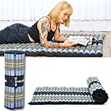 Leewadee Kapok Rollmatte – Handgefertigte Schlaf- & Relax Faltmatte aus Thailand, vielseitig als Gästebett, Campingmatte, Yogamatte oder Futon nutzbar, 190 x 100 cm, Blau