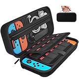 daydayup Tasche Kompatibel mit Nintendo Switch und New Switch OLED, Harte Tragetasche Hülle Case für die Nintendo Switch, Schutzhülle mit Aufbewahrung für 20 Spiele, Konsole & Zubehör - Schwarz