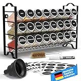 Deco haus® Gewürzregal Stehend & Wand [MIT GEWÜRZDOSEN & ETIKETTEN] - Gewürz Organizer - Spice Rack Organizer - Gewürzständer - Gewürzregalsystem Hängend - Gewürzaufbewahrung - Gewürzgläser mit Regal