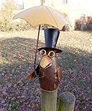 Deko-Impression Zaunfigur Zaunhocker Gartendeko lustiger Rabe m. Schirm offen 21 cm