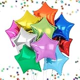 Sternluftballons, 10 Stück Helium Luftballons, Mylar Folien Ballon, Bunt Pentagramm Aluminium Folien Ballons Set für Geburtstag Hochzeit Valentinstag Deko (A4)