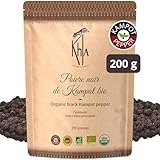 Khla - Kampot Pfeffer Schwarz Bio 200g - Schwarzer Pfefferkörner Ganz Biologisch - Grand Cru - Zutat Küchen - Direkt vom Erzeuger - Schwarze Körner Ganze für Mühle - Aus Kambodscha