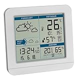 TFA Dostmann SKY Funk-Wetterstation, 35.1152.02,Wetterstation Funk mit Außensensor, Wettervorhersage, Funkuhr, innen und außen, L 123 x B 52 x H 117 mm