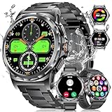 LIGE Militär Smartwatch Herren mit Telefonfunktion, 3 Armbänders, 1,43''AMOLED-Smartwatch mit Herzfrequenz, SpO2, Schlafmonitor, 5ATM Wasserdicht/120+ Sportmodi Outdoor Sportuhr für Android iOS