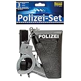 Idena 8040007 - Polizei Set, Pistole, Halfter und Handschellen, Spielset, Mottoparty, Karneval