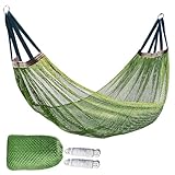 Outdoor-Hängematte für Reisen, Camping, Sport, Outdoor-Sport, Netz, Nylonseil, Schlafbett, Schaukel mit Haken für Garten, Strand, Hof, Reisen (grün)