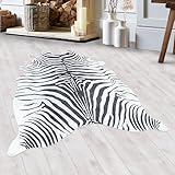 HomebyHome Fell Teppich Flachgewebt Kunstfell Zebra Design...