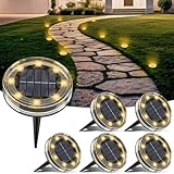 LOTMOS 6 Stück Solarlampen für Außen Garten, 8 LED Solar Bodenleuchten Aussen Wasserdicht Solarlichter für Außen, Gartenbeleuchtung Solar für Outdoor Boden Garden Rasen Auffahrt, WarmesWeiß