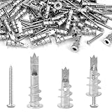 60stk Rigipsdübel, 13x32/13x42 Metal Gipskartondübel mit Schrauben, Selbstbohrender Hohlraumdübel, Linsenkopfschraube, Spanplattenschraube, für Gipsfaserplatten, Gipskarton, Ziegeln