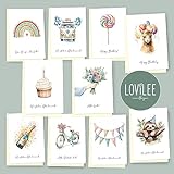 LOViLEE® Glückwunschkarten inkl. extra Umschläge & Sticker zu jedem Anlass im 10er Geschenkset – hochwertige Grußkarten für Familie & Freunde – Geburtstagskarten in premium Qualität