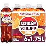 SCHWIPSCHWAP ohne Zucker – Koffeinhaltiges Cola-Erfrischungsgetränk mit Orange in Flaschen aus 100% recyceltem Material, EINWEG (6 x 1.75 l)