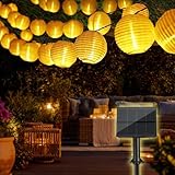 Bowfar Solar Lichterkette Lampions Außen, 10M 50 LED Laternen 800mAh Solar Lichterkette Aussen mit Upgrade Solarpanel, 8 Modi Lampions Außen Wetterfest für Garten Balkon Terrasse Hochzeit, Warmweiß