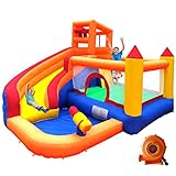 Ballsea Große Hüpfburg mit Gebläse, Trocken-/Wasserrutsche, geeignet für Kinder von 3 bis 10 Jahren, Children's Bouncy Castle for Indoor or Outdoor use 320 x 280 x 232 cm