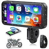 Lamto Motorcycle Carplay Screen Drahtlose Tragbare A-pple Carplay & Android Auto,6,25 Zoll Wasserdichtem Touchscreen Carplay Bildschirm mit Bluetooth, Navigation/Siri/G00gle Assistant für Motorräder