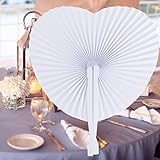 INNOCHEER 60 Stücke handfächer, Papier und Plastik fächer für Hochzeit & Party (Heart)