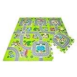 Leo & Emma Hochwertige Puzzlematte Spielstraße Kinder-Spielteppich Spielmatte mit Straßenzug Als Krabbelmatte zum Toben, mit tollem Straßenmuster, Spieldecke