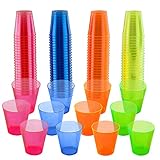 MATANA 150 Neon Party Schnapsgläser aus Plastik (30ml) - Shotgläser, Shot Becher, Schnapsbecher - Stabil & Mehrweg