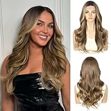 Sapphirewigs Braune Perücke Lace Front 13x4 Synthetische Perücken Körper Welle Lace Front Haare Vorgezupfte Tägliche Wear Party Datum Weihnachten 22 inch
