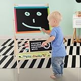 Joyz 2in1 Standtafel, Zeichentafel & Magnettafel, Holz, Kinder Tafel mit Uhr, Abacus, Alphabet & Ablage, Doppelseitiges Kindertafel mit Papierrolle & Zubehör, Kreidetafel Whiteboard Kinder Staffelei