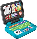 FISHER-PRICE Lernspaß Homeoffice Laptop – elektronisches Lernspielzeug mit Smart-Stages-Lerninhalten, Lichtern und 55+ Liedern, ABC, Zahlen und erste englische Wörter lernen, ab 6 Monaten, HGX00