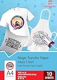 Transferpapier/Bügelpapier für HELLE Textilien/Stoffe von Raimarket | 10 Blatt | A4 Inkjet Bügeleisen auf Papier/Transferfolie/T-Shirt-Transfers | Textilefolien | DIY Stoffdruck (10)