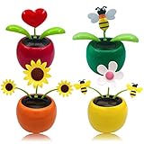 Chingde wackelblume solar, wackelblume, solar wackelblume, 4 Stück Solar Tanzende Blume Solarblume Wackelfigur Wackelblume Solar Solarbetriebene Wackelblume für Auto Haus Oder Büro