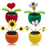 Chingde Wackelfigur Blume, 4 Stück Solar Tanzende Blume Solarblume Wackelfigur Wackelblume Solar Solarbetriebene Wackelblume für Auto Haus Oder Büro