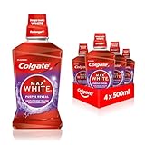 Colgate Mundspülung Max White Purple Reveal 4x500ml - unsere lila Kraft für weißere Zähne, ohne Alkohol