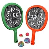 Smartwo Badminton Schläger Set für Kinder Anfänger, leichte Tennisschläger, Pool Strand Outdoor Spiele für Mädchen Jungen, Kinder Ballspiele Draußen, inkl. 2 Schwammbälle 2 Stringbälle (Smile Face)