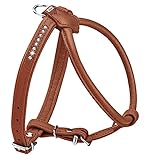 HUNTER ROUND & SOFT LUXUS ELK PETIT Geschirr für kleine Hunde, Leder, XXS-XS, cognac