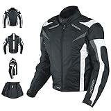 A-pro Motorcycle Jacket CE Armored Textile Motorbike Racing Thermal Liner, Schwarz-Weiß, M