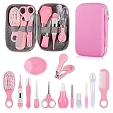 Baby-Pflegeset, Sicherheitspflege-Set für Kleinkinder mit Haarbürste, Kamm, Nagelknipser, Nasensauger, Baby-Essentials-Set für Neugeborene, Mädchen, Jungen (rosa Baby-Pflegeset)