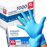 1000 Nitril-Handschuhe, puderfrei, latexfrei, hypoallergen, Lebensmittelhandschuhe, medizinische Einweghandschuhe (Größe XL)